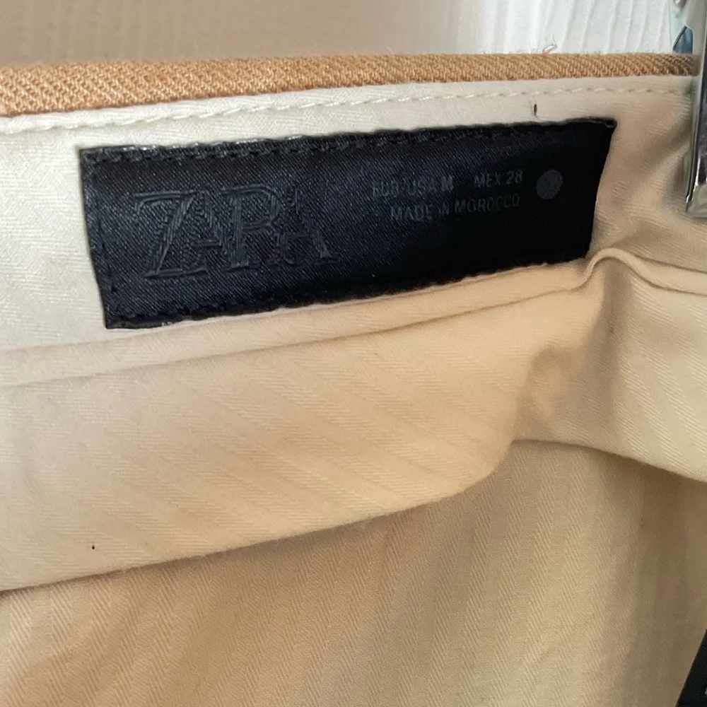 Linen-Blend Zara High-Waisted Pinstripe Wide Leg Pants Size Medium